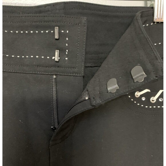 Cache Black Stretch Boot Leg Jeans White Leather Around Front Pockets. Size8. - Picture 5 of 7